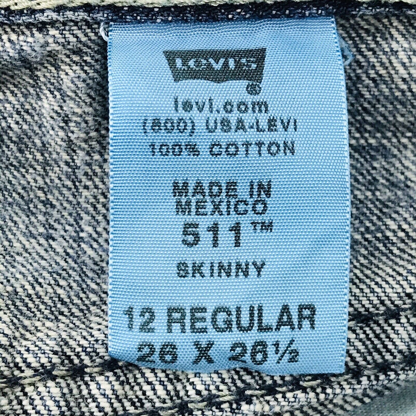 Vintage Levi's 511 Boys Blue Skinny Fit Jeans 12 Reg / W26 L26 1/2