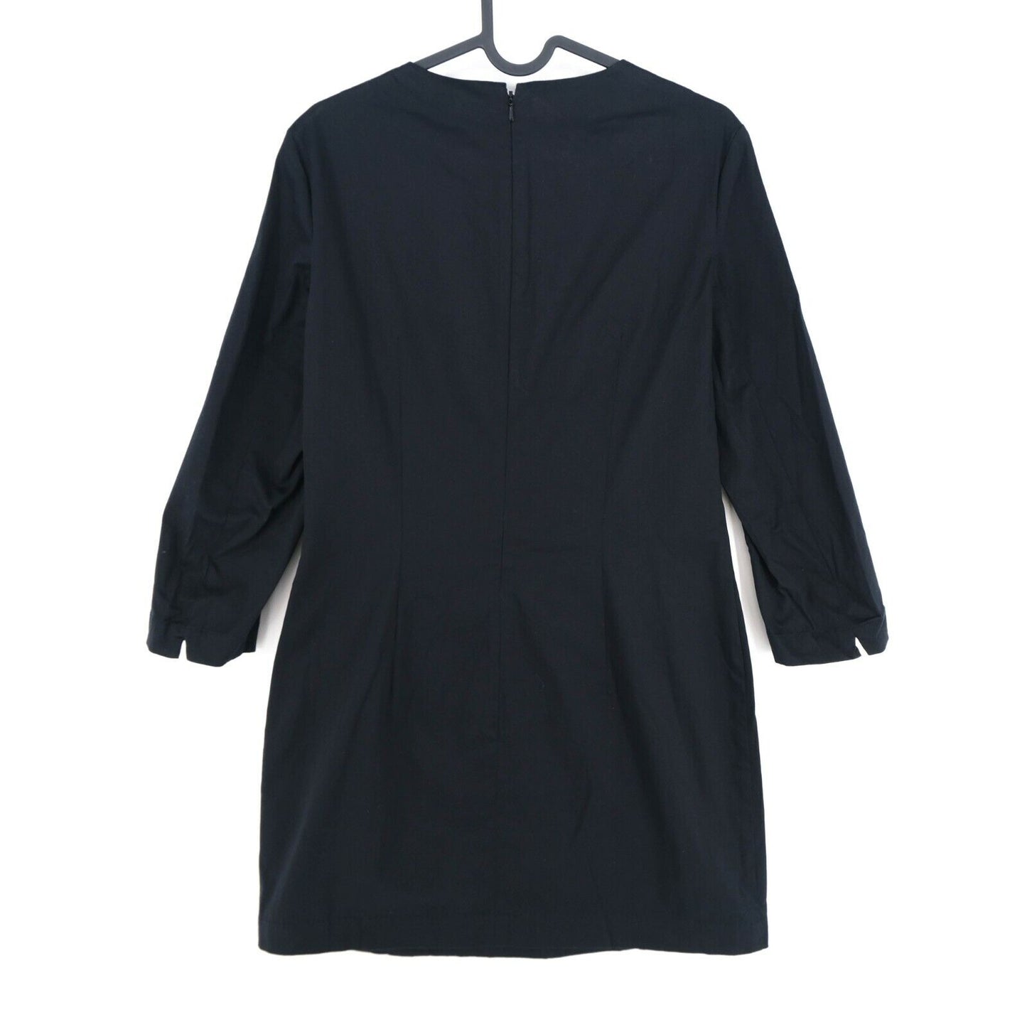 UVP 225 € FRENCH CONNECTION Schwarzes Kleid mit Rundhalsausschnitt und langen Ärmeln, Größe 10 – S