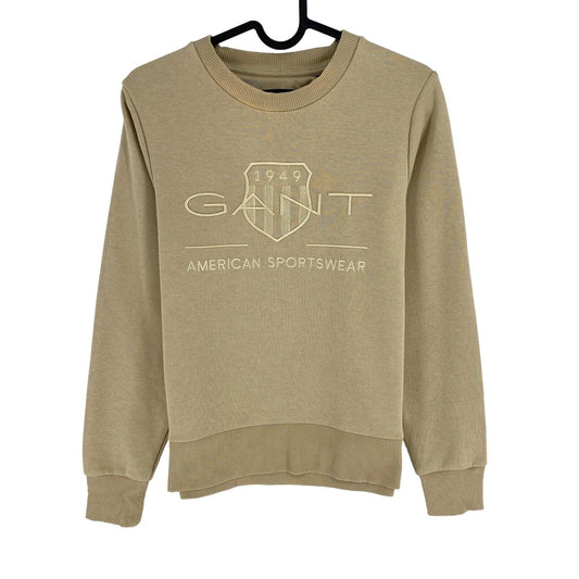 GANT Brown Tonal Archive Shield Crew Neck Jumper Sweater Size XS