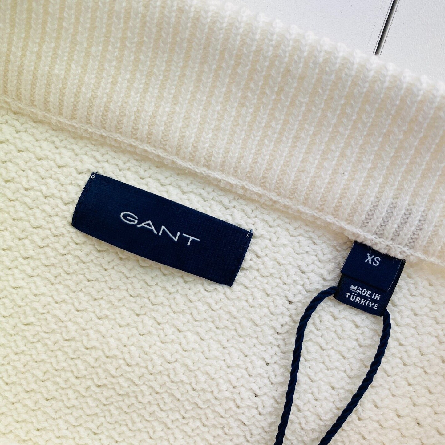 GANT White Cotton Texture Boat Neck Sweater Jumper Size XS