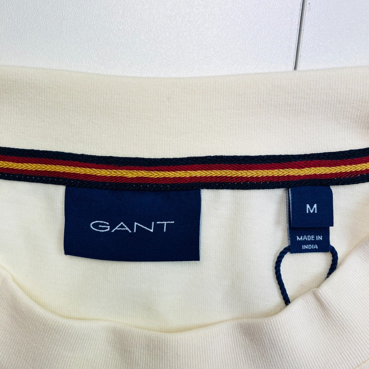 GANT Men Beige Crest Shield Crew Neck Short Sleeves T Shirt Size M