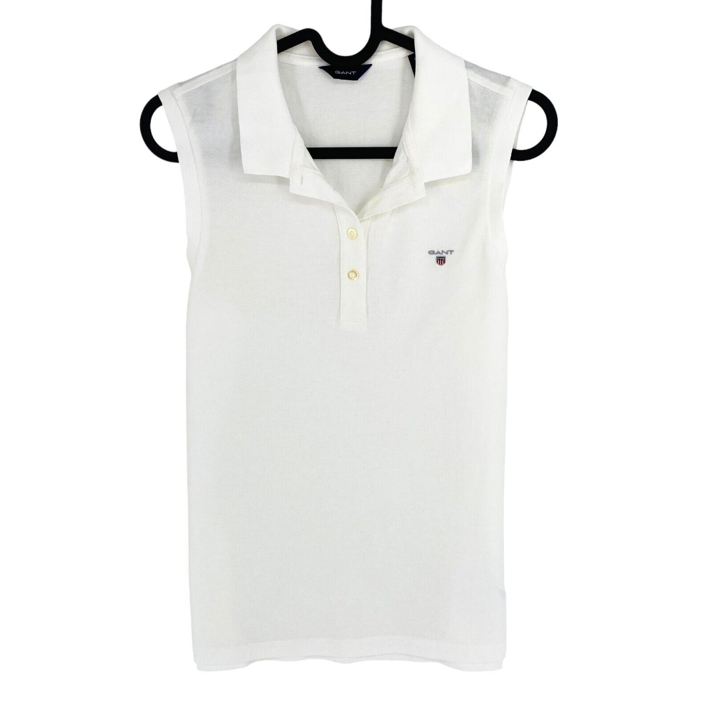 GANT Women White Original Sleeveless Polo Shirt Size M