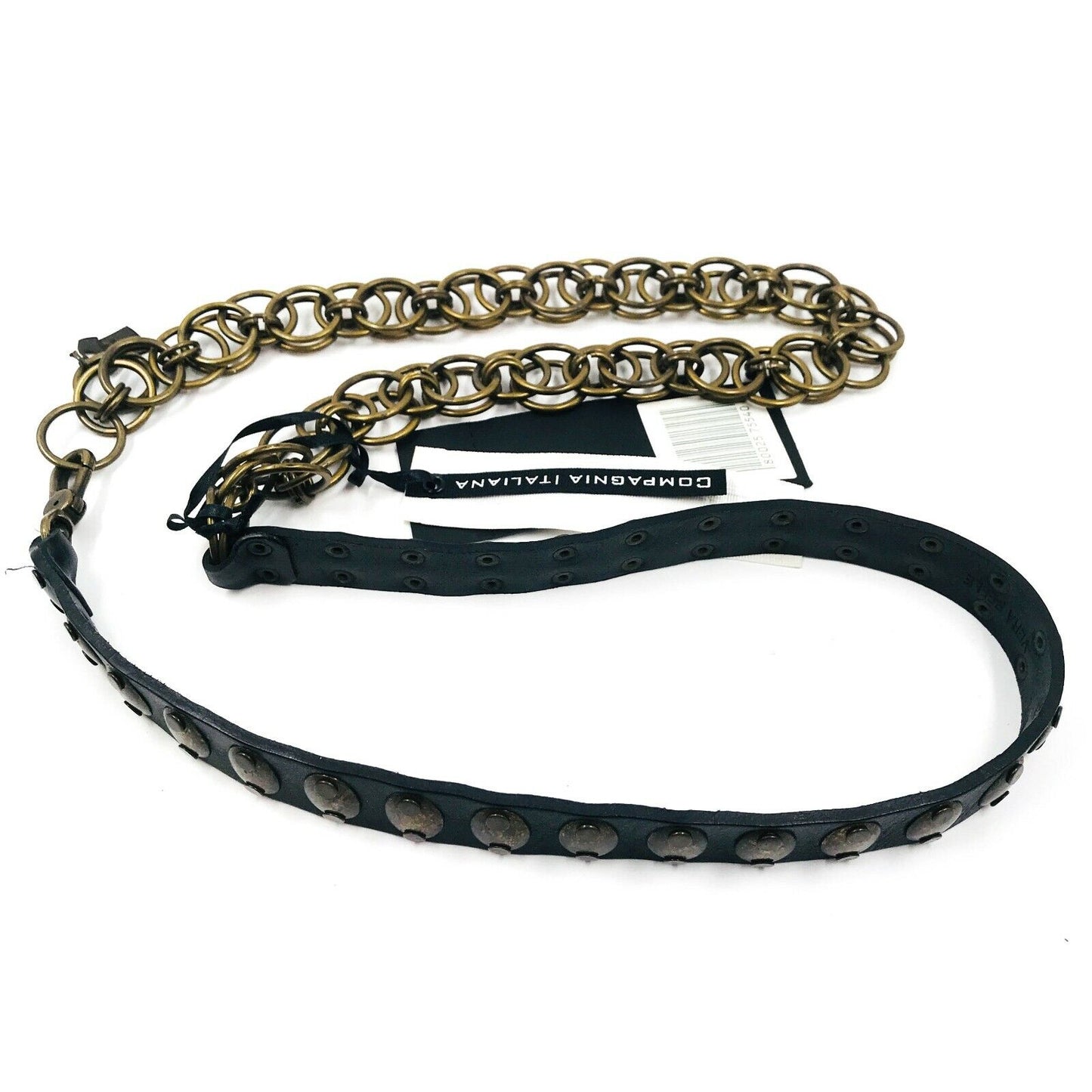 COMPAGNIA ITALIANA Ceinture 100% Cuir Noir Bronze Taille Unique Prix conseillé 88 €