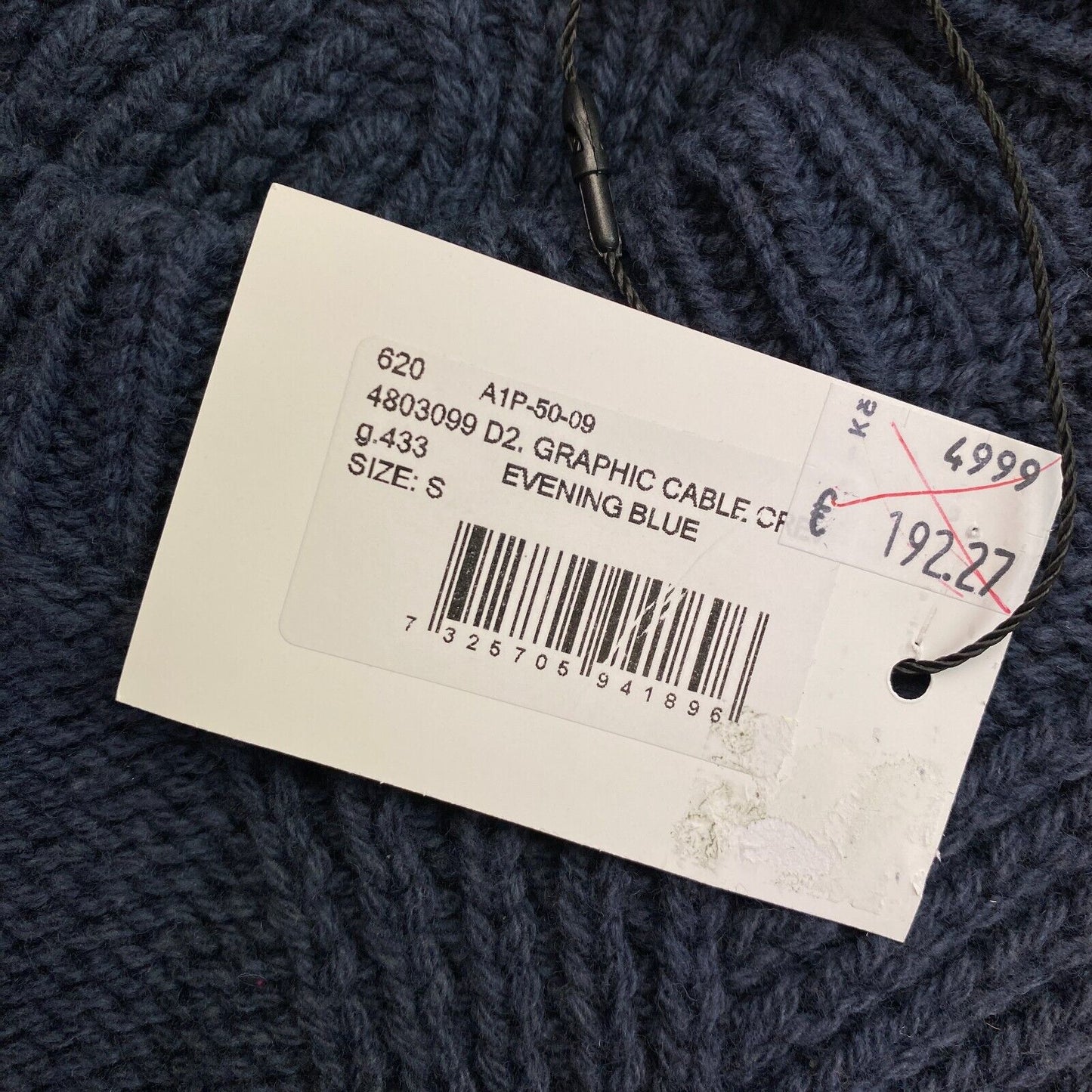 GANT Pullover mit Rundhalsausschnitt und grafischem Zopfmuster, Marineblau, Größe S