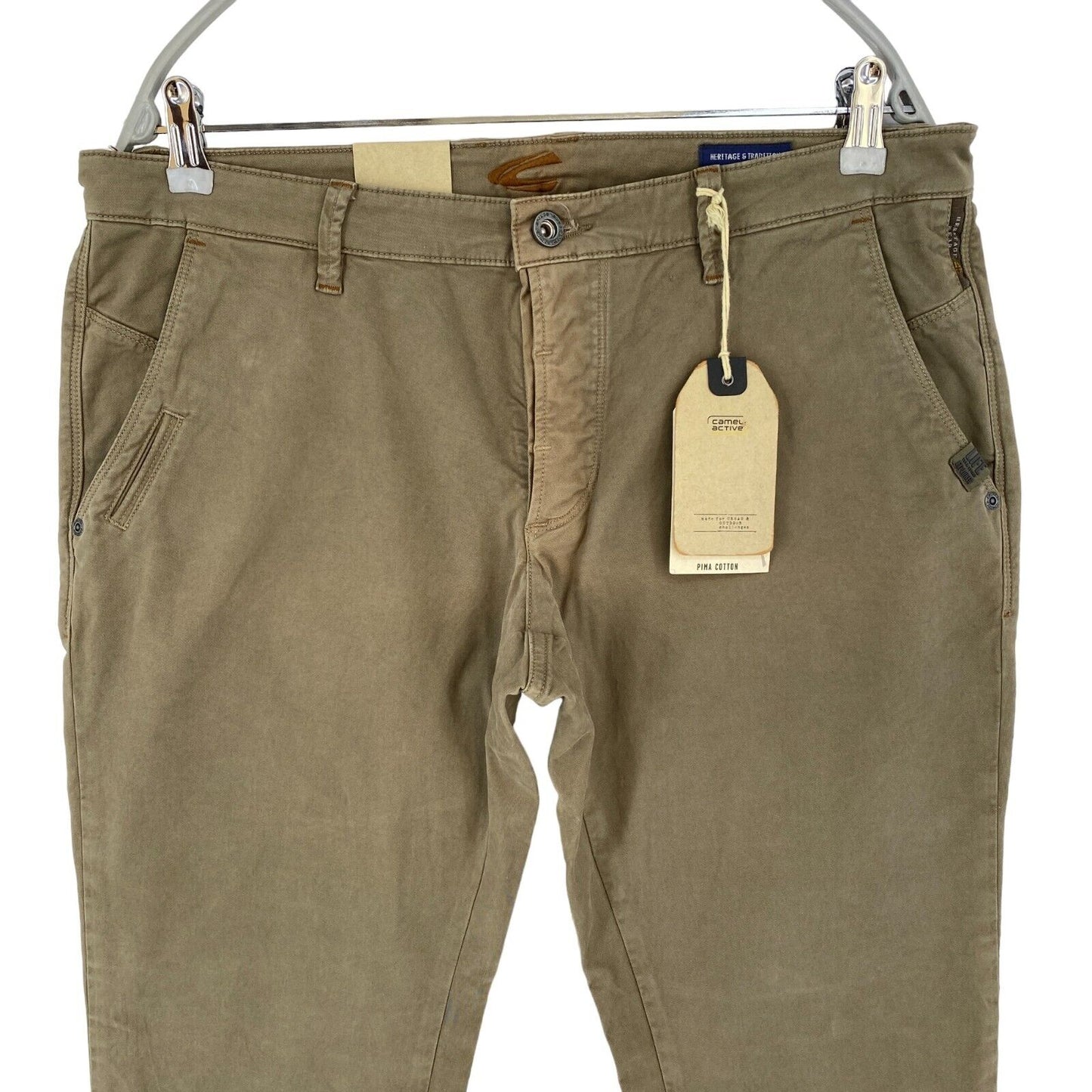 CAMEL ACTIVE MADISON Braune moderne Slim Fit Chinohose, Größe W34 L32