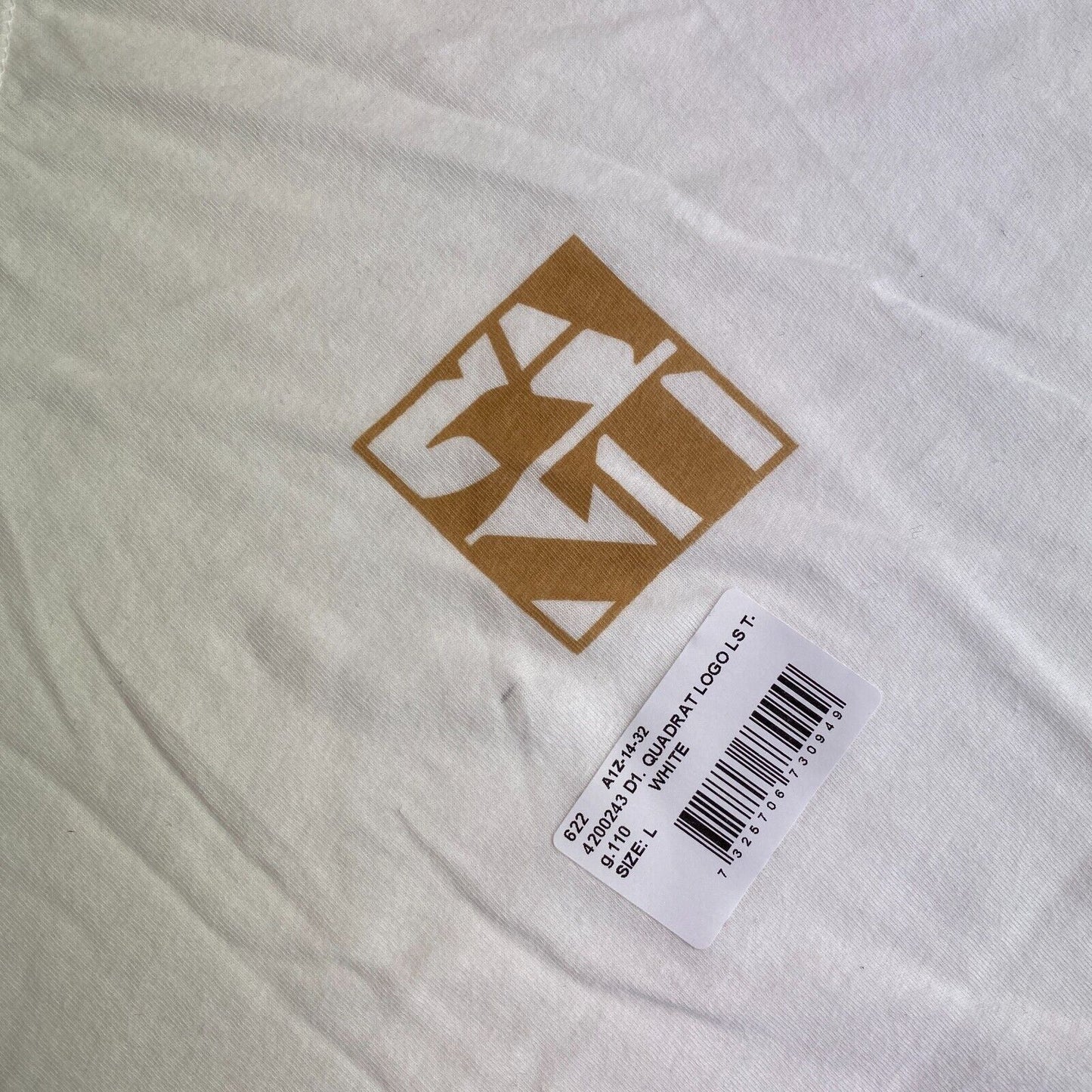 GANT T-shirt blanc à manches longues et col rond avec logo Taille L