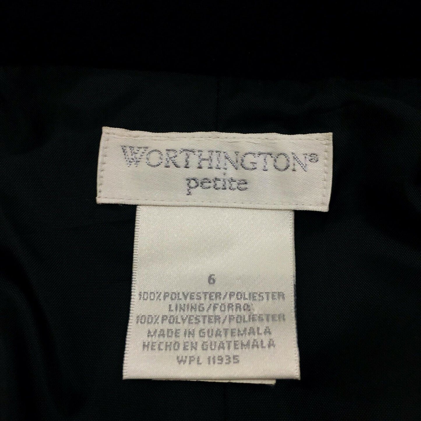 WORTHINGTON Petite Black Classic Blazer Jacket Size US 6 EUR 36 UK 8