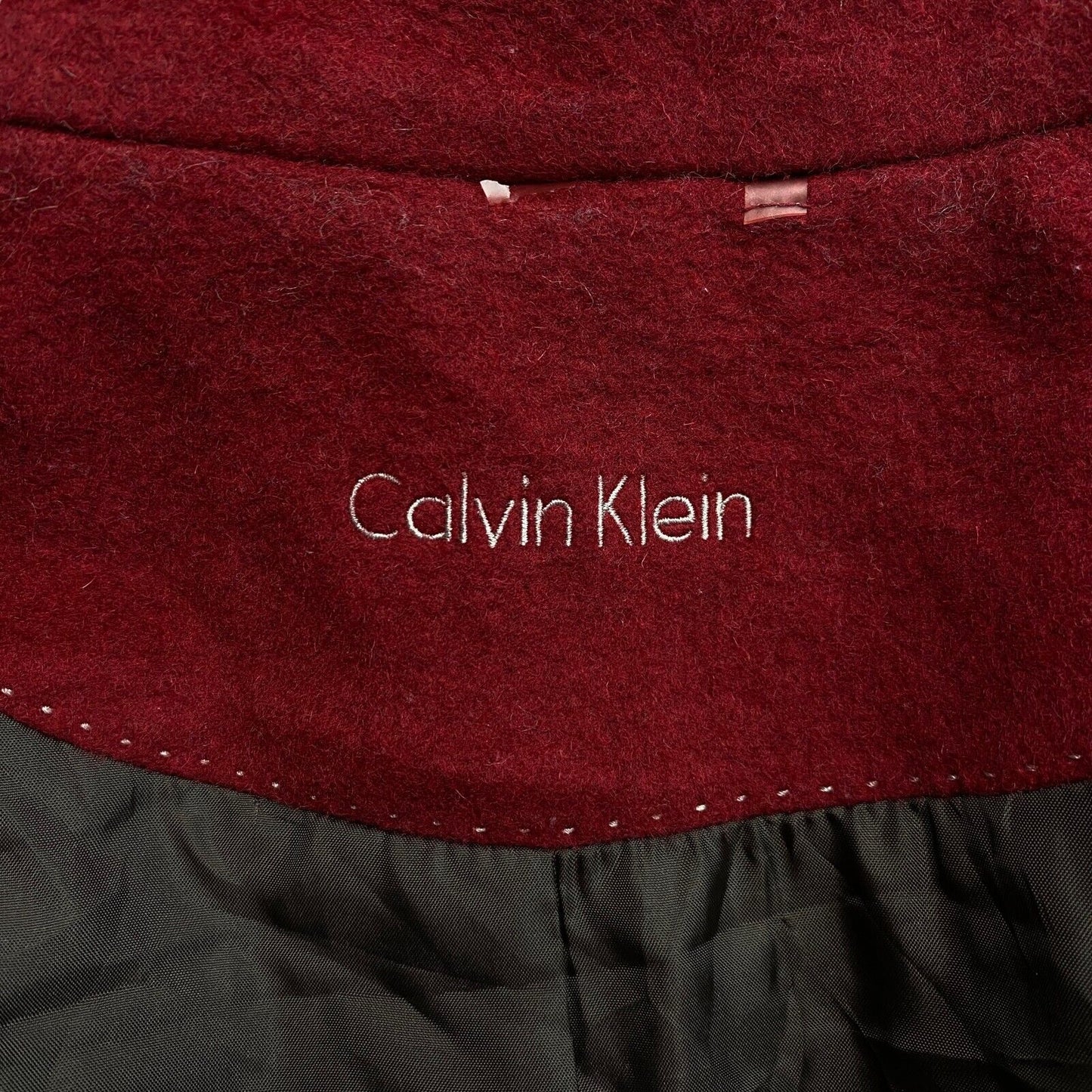 Calvin Klein Red Wool Blend Pea Coat Jacket Size XL