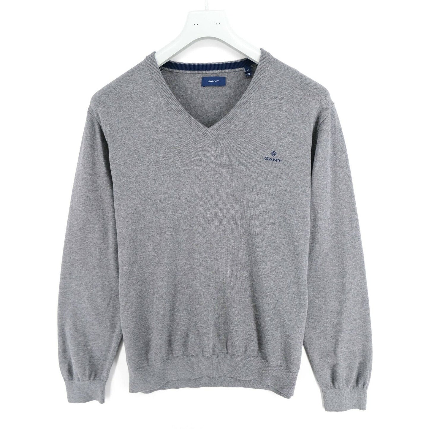 GANT Pull en coton gris à col en V Taille XL