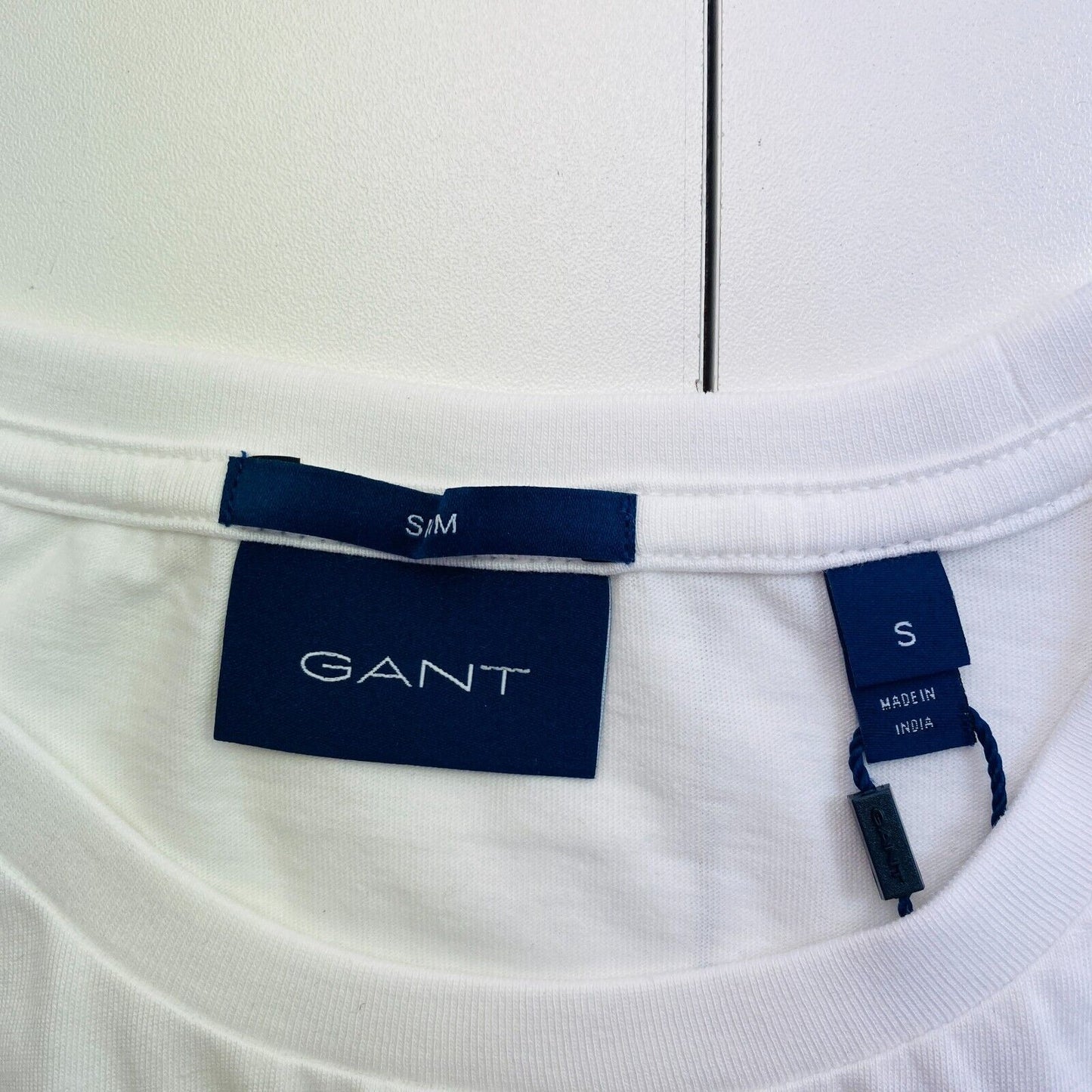 GANT Men White Original Slim Fit Crew Neck Short Sleeve T Shirt Size S