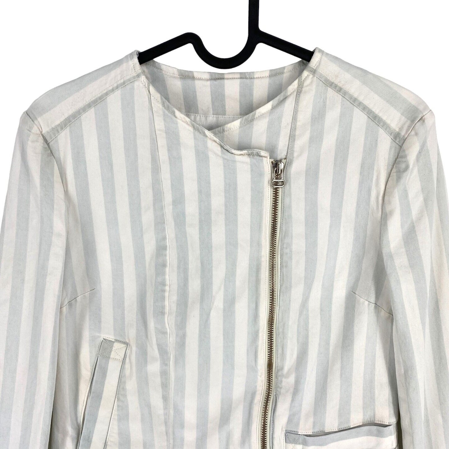 Jacob Cohen Women Beige Striped Jacket Size IT 40 EU 36 UK 8 US 6