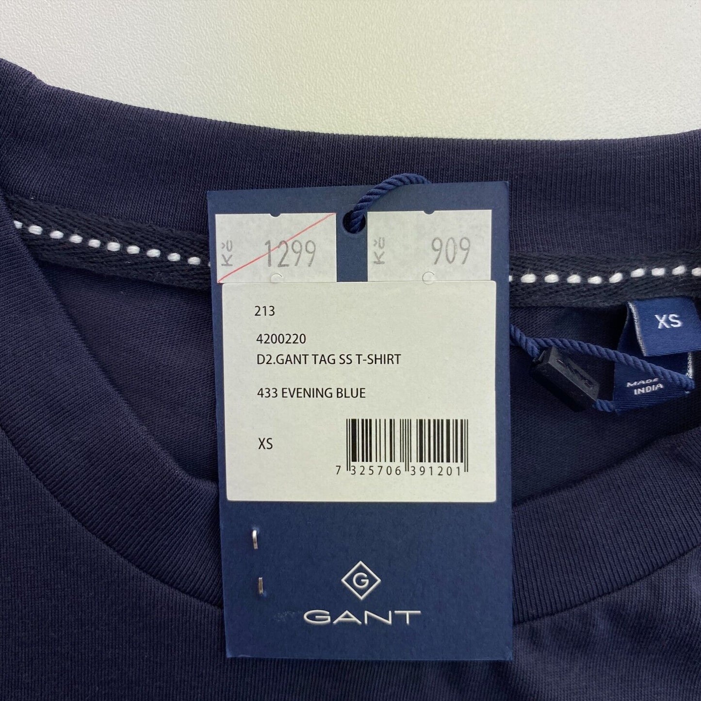 GANT Navy Blue Tag Crew Neck T Shirt Size XS