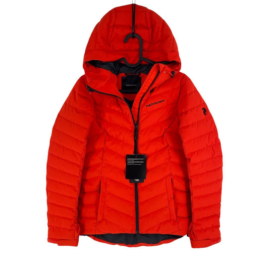 Peak Performance Women Red Frost Down Ski Hood Jacket Coat Size XS