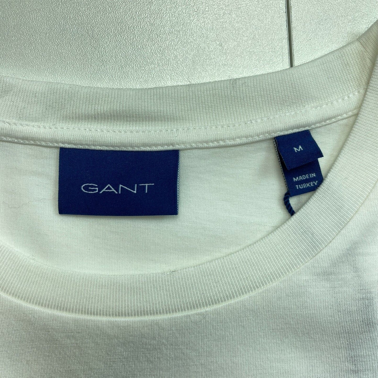 GANT White Slim Mercherized Crew Neck T Shirt Size M