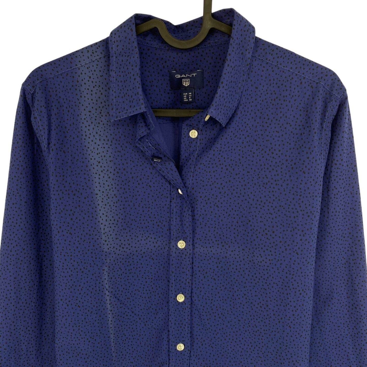 GANT Dark Blue Voile Freckle Dot Shirt Size EU 38 UK 12 US 8