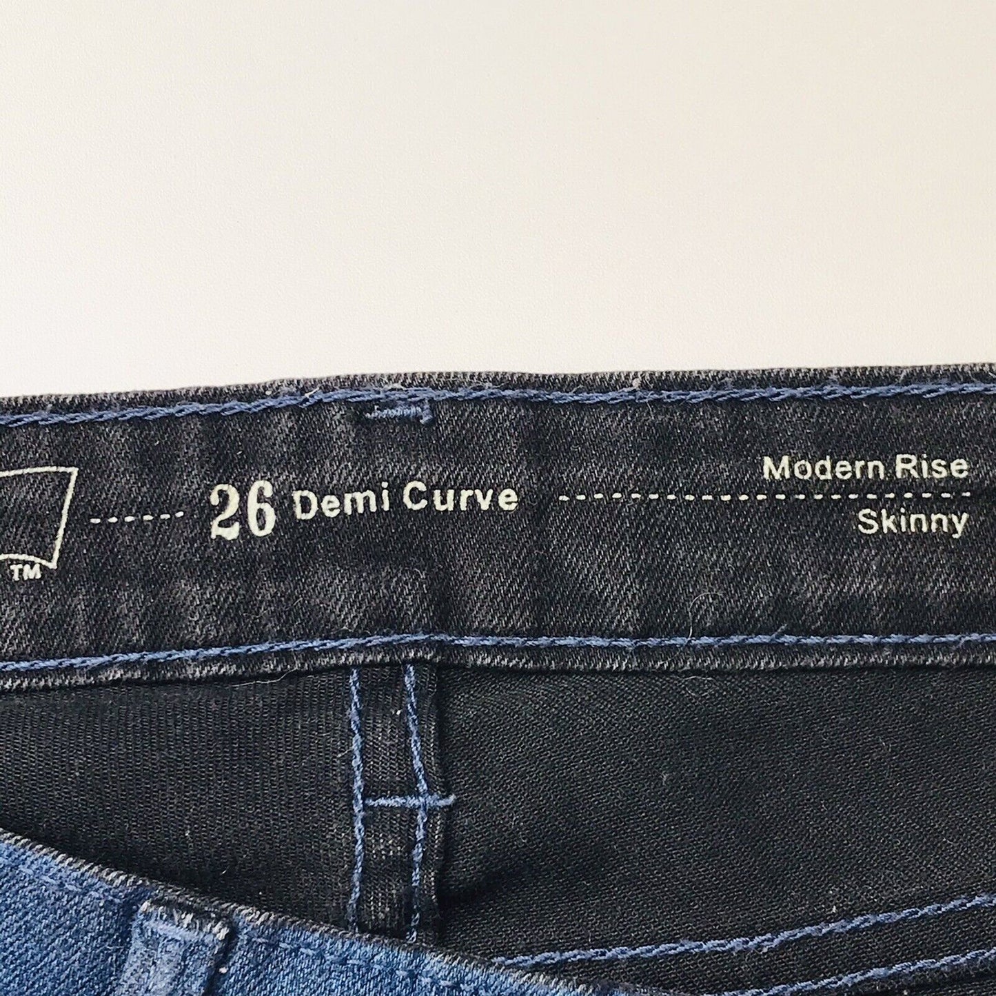 Levi's Demi Curve Blau Damen Modern Rise Stretch Skinny Fit Gewachste Jeans W26 L32