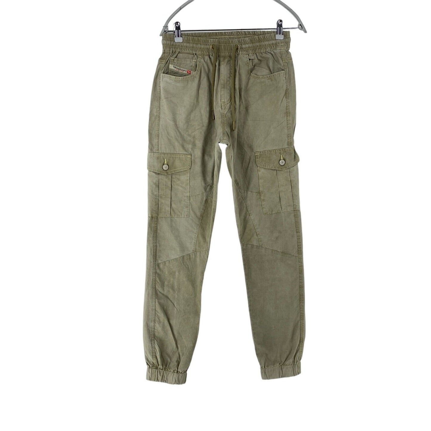 DIESEL URSULA Khaki Green Regular Straight Fit Cuffed Cargo Trousers Size EUR 40