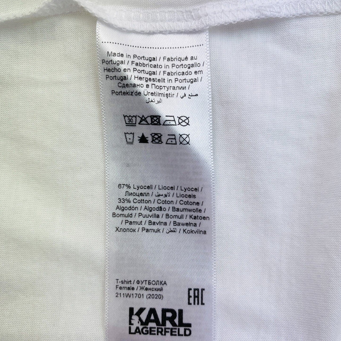 Karl Lagerfeld T-Shirt mit doppeltem V-Ausschnitt, weiß, Größe S