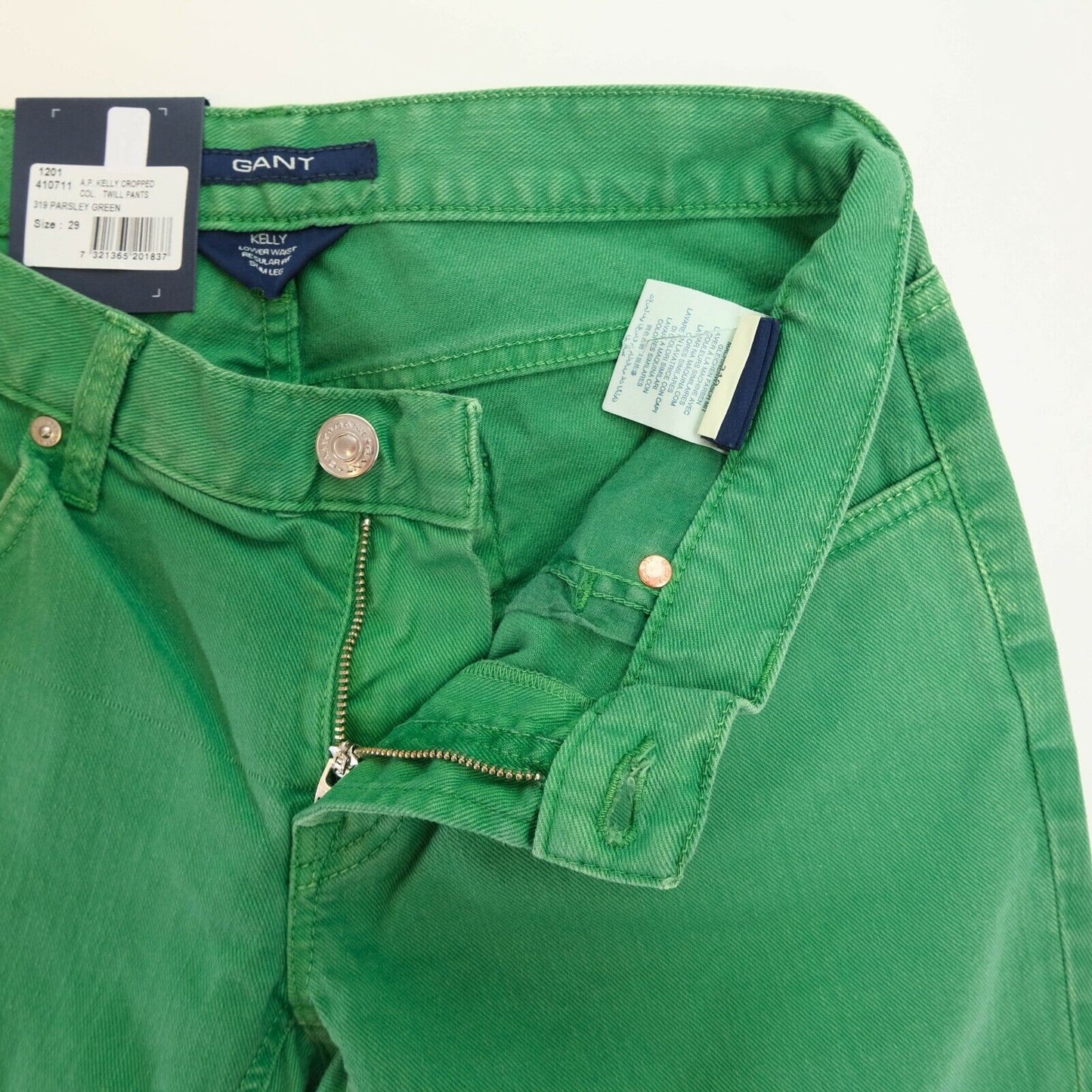 GANT Green Kelly Cropped Twill Pants Jeans Size W29 L26.5