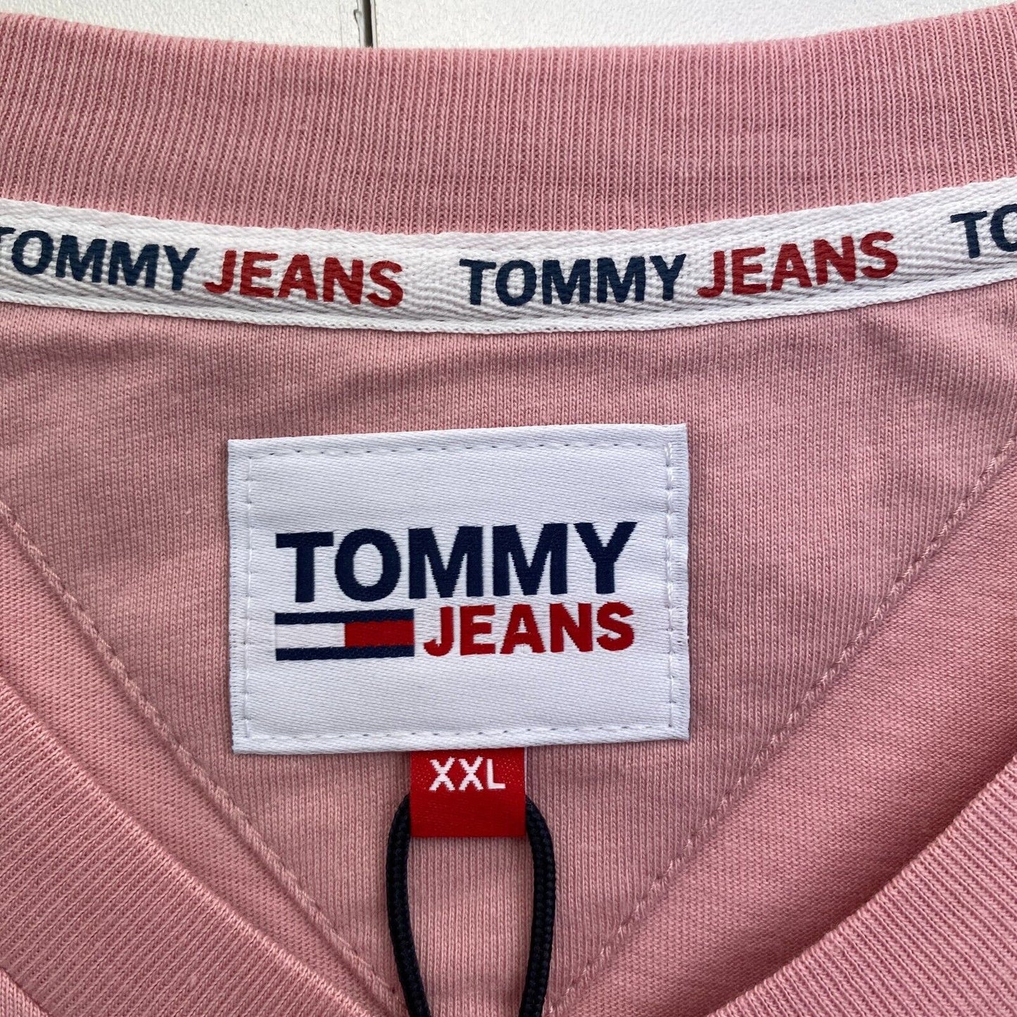 TOMMY HILFIGER JEANS Men Pink Logo Short Sleeve Crew Neck T-Shirt Size 2XL XXL