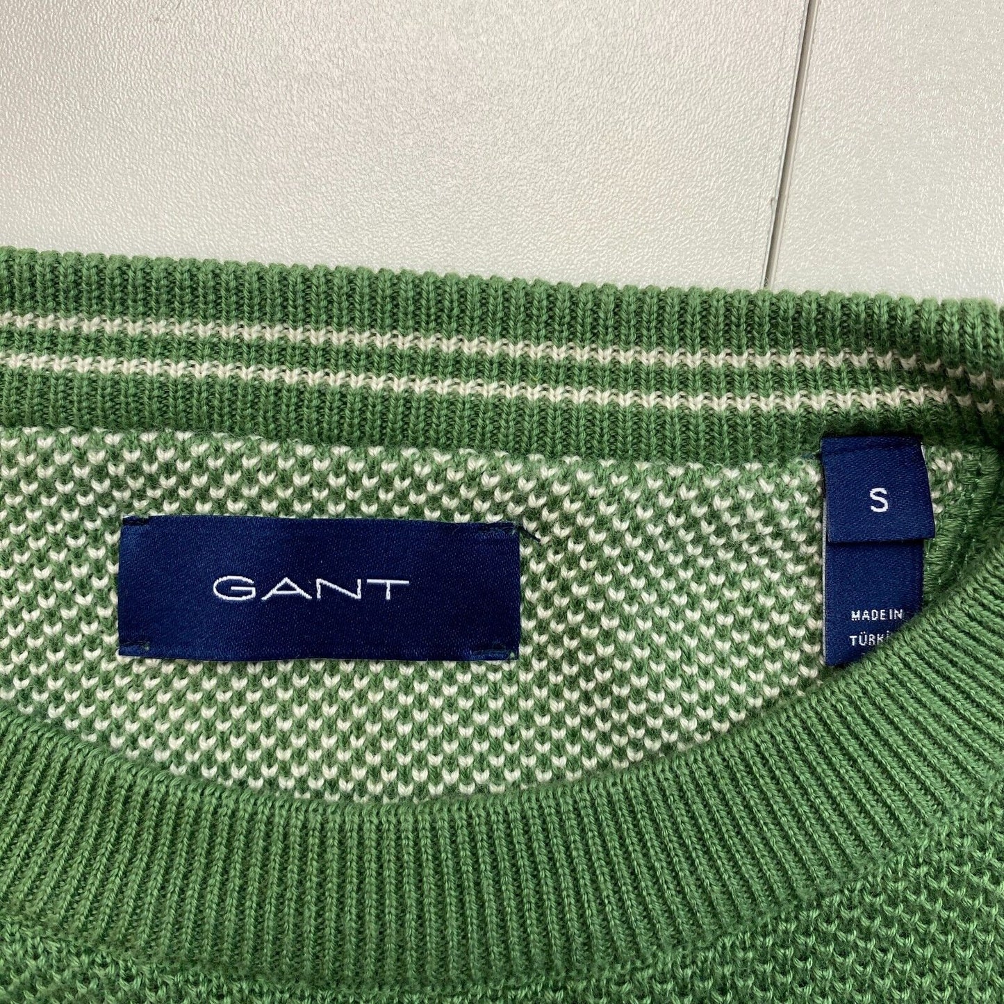 GANT Pull à col rond en coton piqué vert Taille S