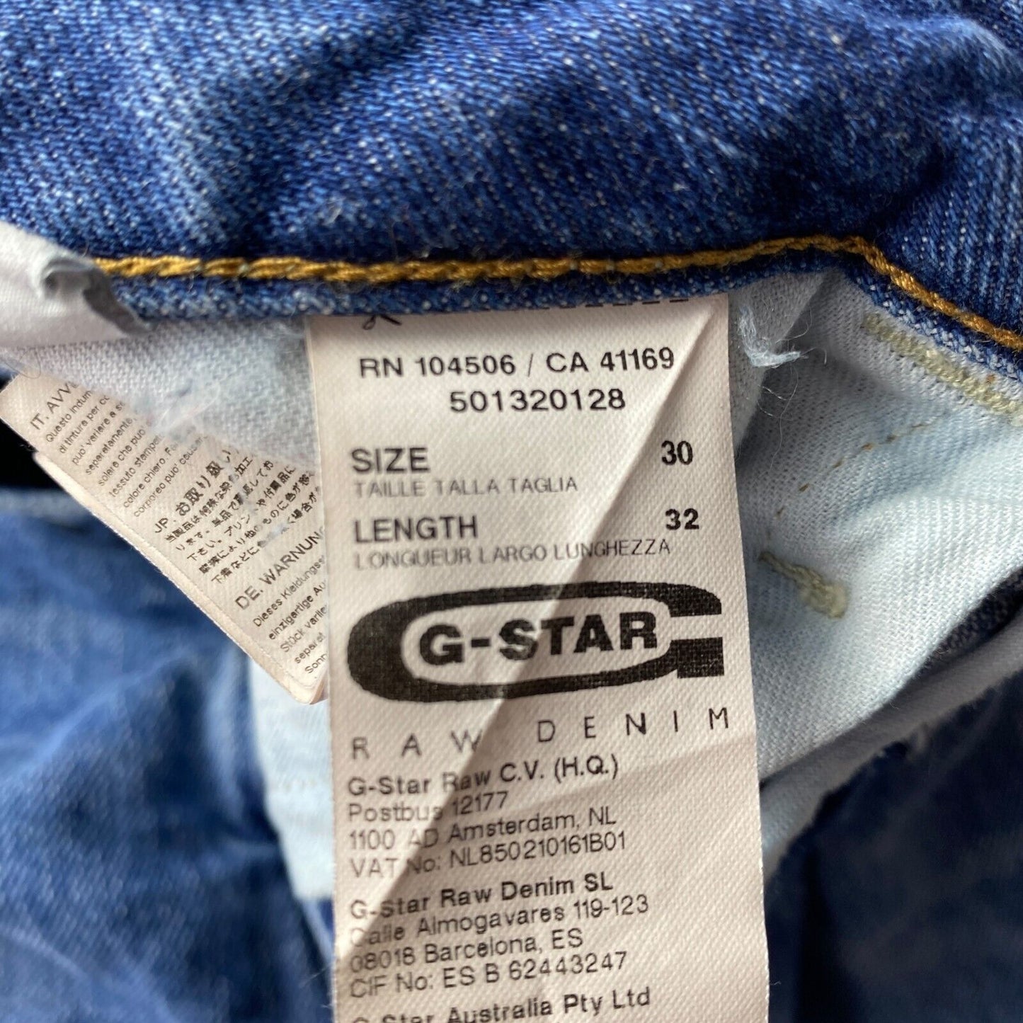 G-STAR TYPE C 3D Blaue, lockere, konisch zulaufende Cropped-Jeans, W30 L32