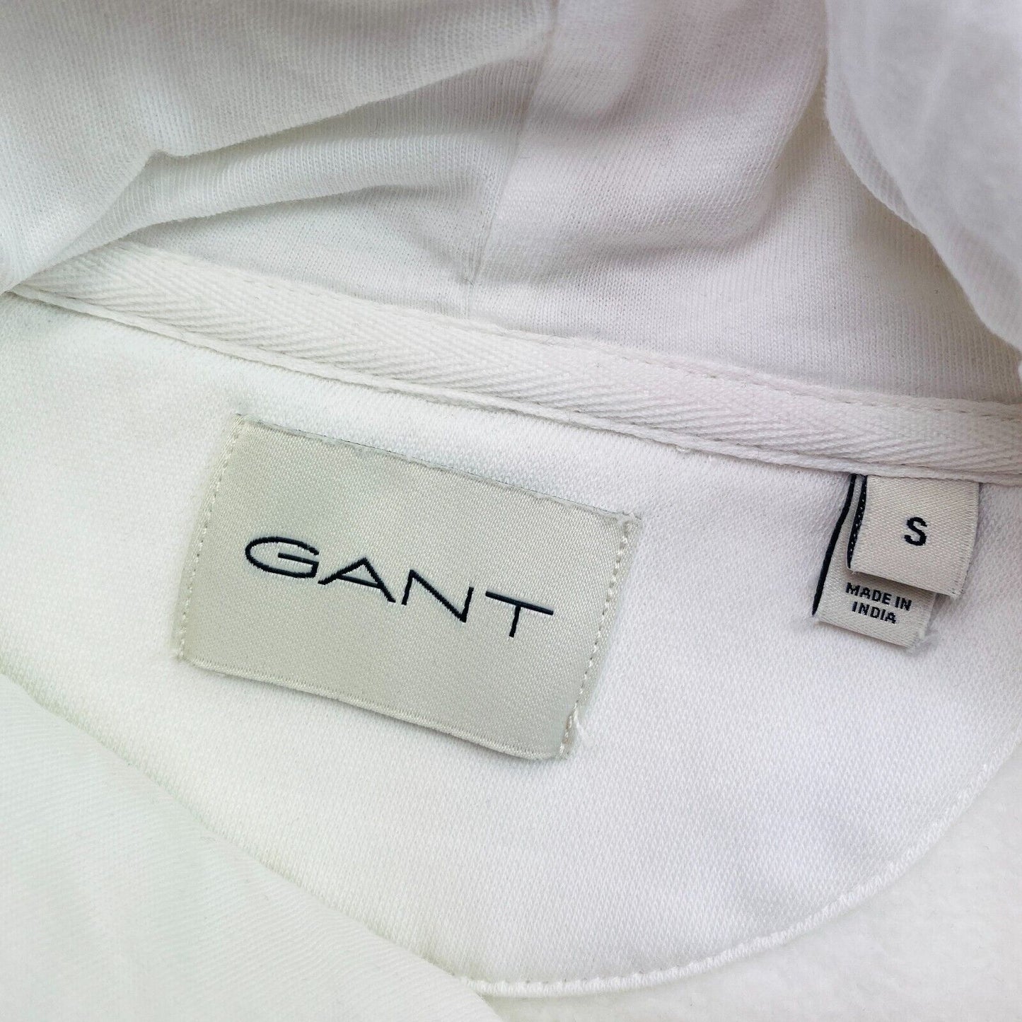 GANT Women White Logo Hoodie Jumper Sweater Size S