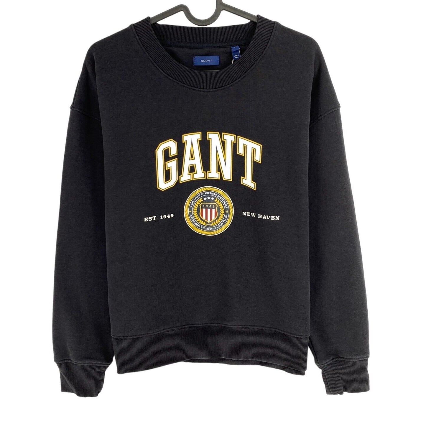 GANT Black Crest Shield Crew Neck Sweater Jumper Size L