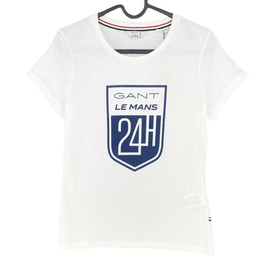 GANT x LE MANS – T-Shirt mit Rundhalsausschnitt und Grafik, weiß, Größe XS