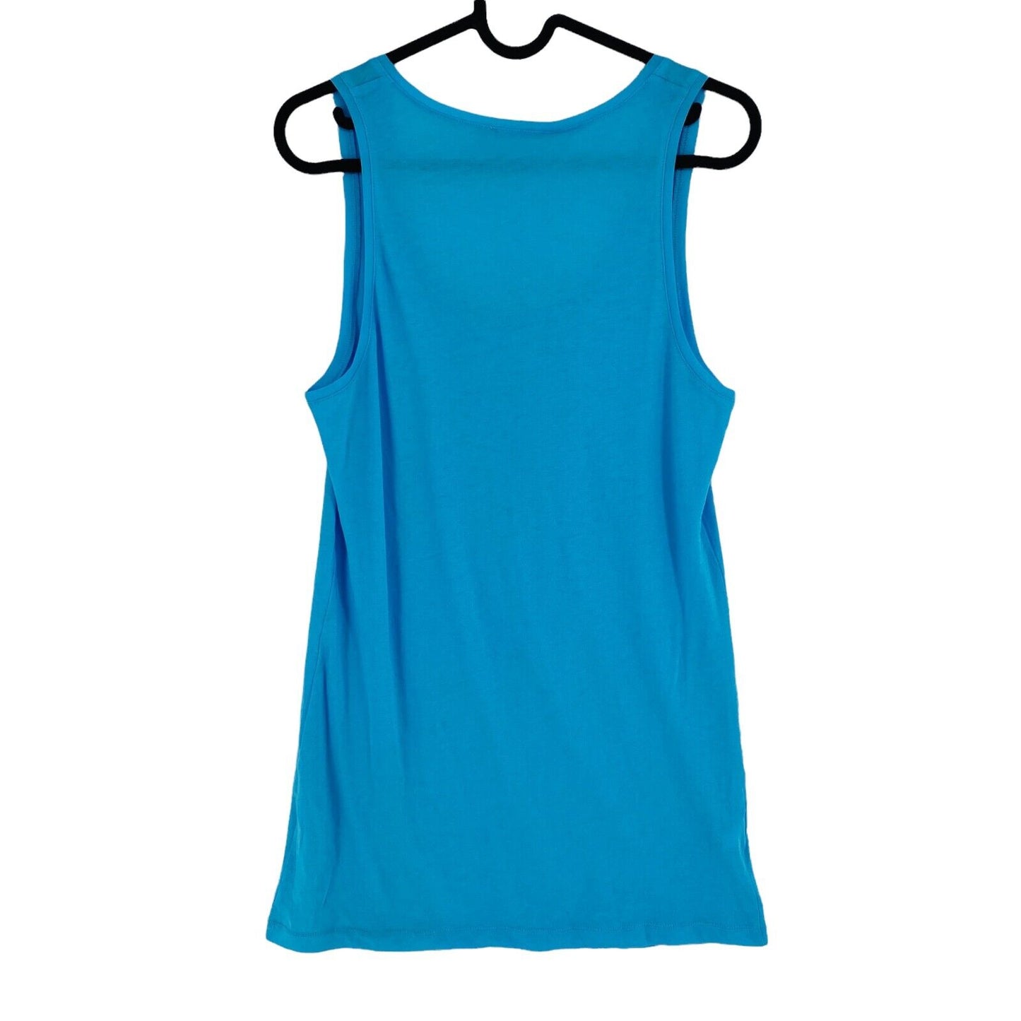 STEFANEL Jersey Supima Blue 100% Cotton Sleeveless Round Neck Tank Top Size L