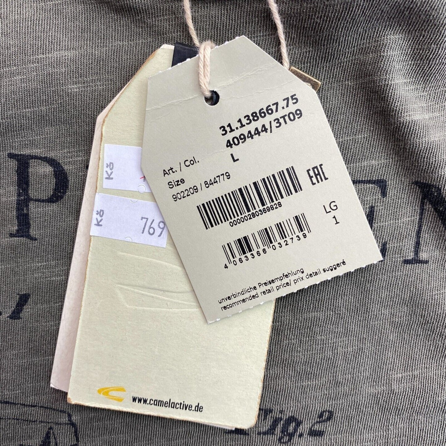 Camel Active T-Shirt mit Rundhalsausschnitt und Grafikdruck, Dunkelgrün, Größe L