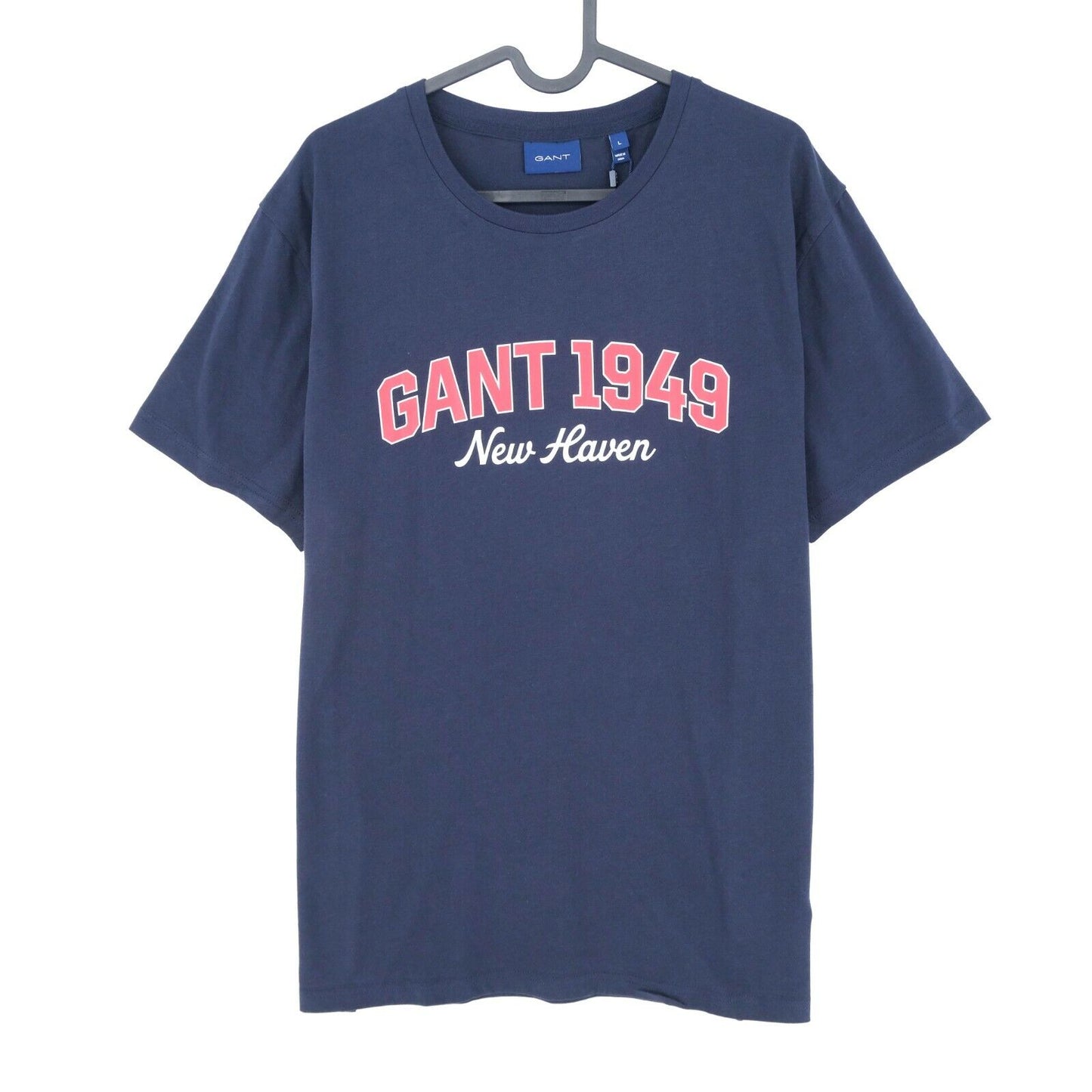 GANT T-Shirt mit Rundhalsausschnitt und Logo, Blau, Größe L