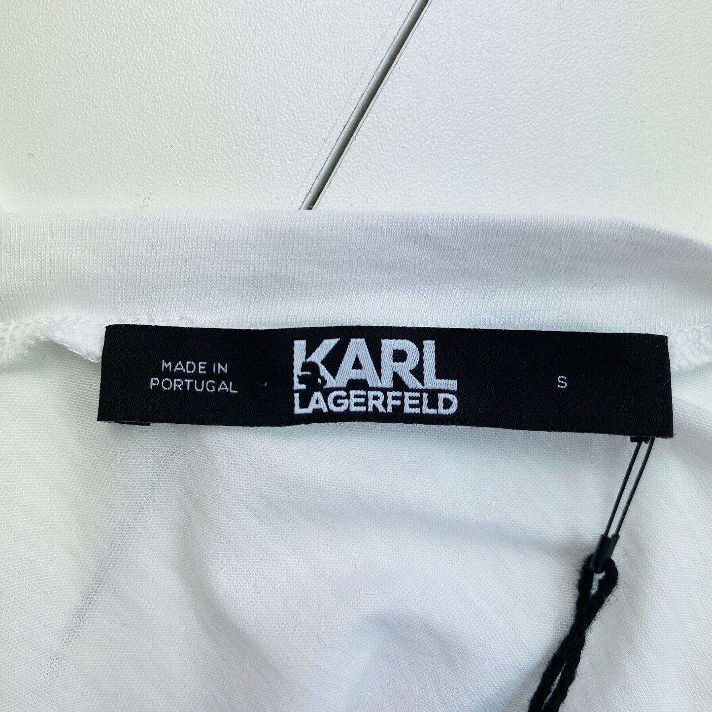 Karl Lagerfeld T-Shirt mit doppeltem V-Ausschnitt, weiß, Größe S