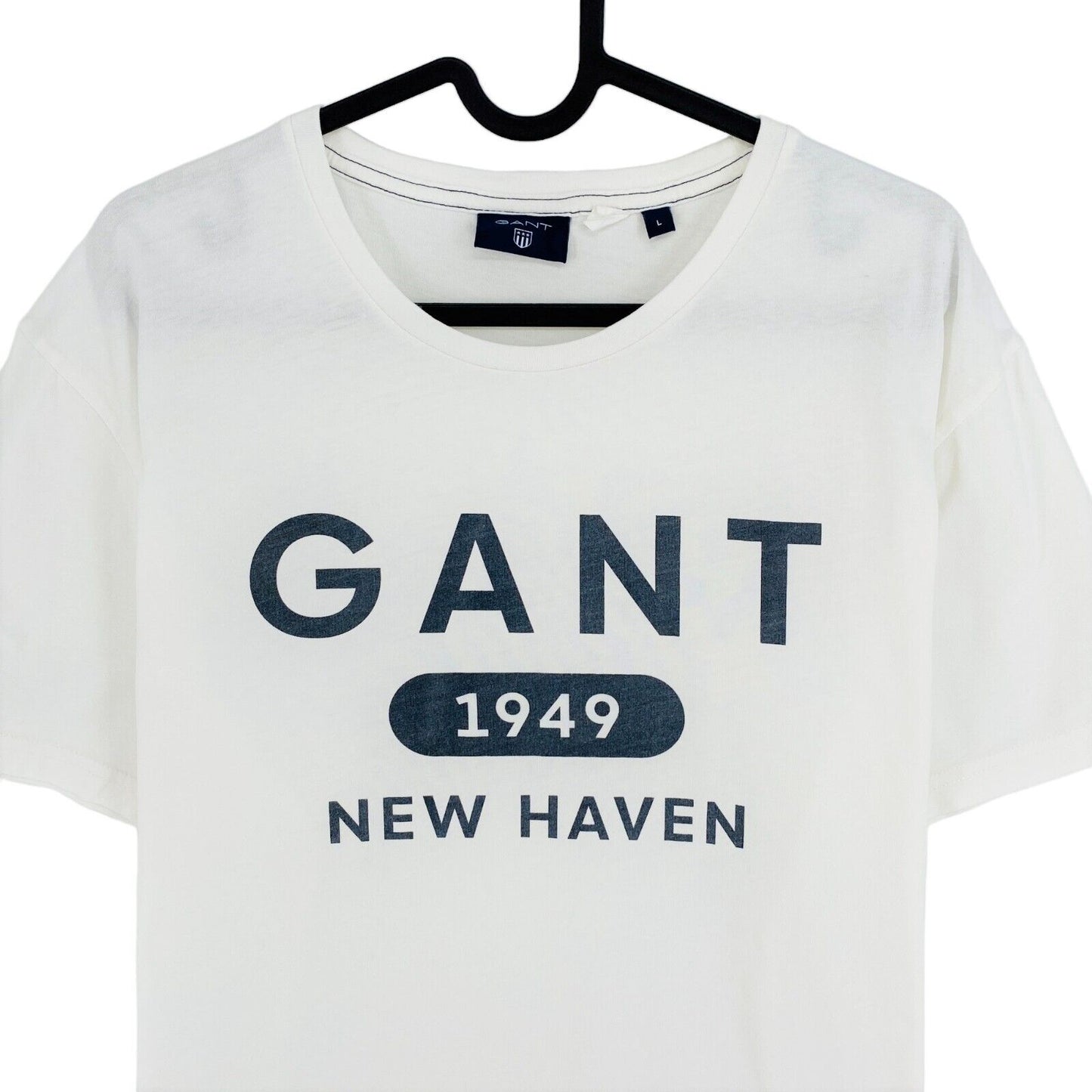 GANT T-Shirt mit Rundhalsausschnitt und Logo, weiß, Größe L