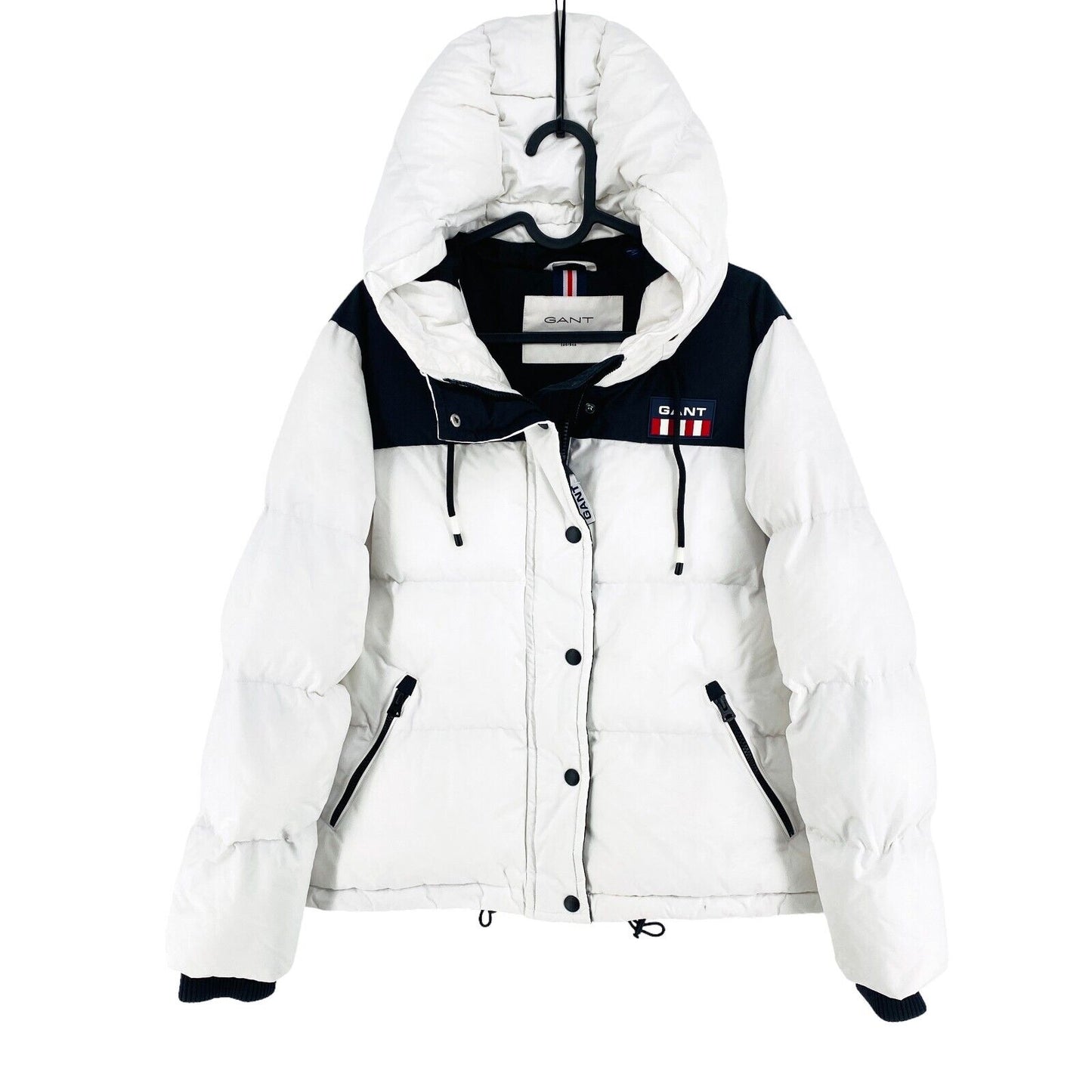 GANT White Alta Color Blocked Padded Hooded Coat Jacket Size XS