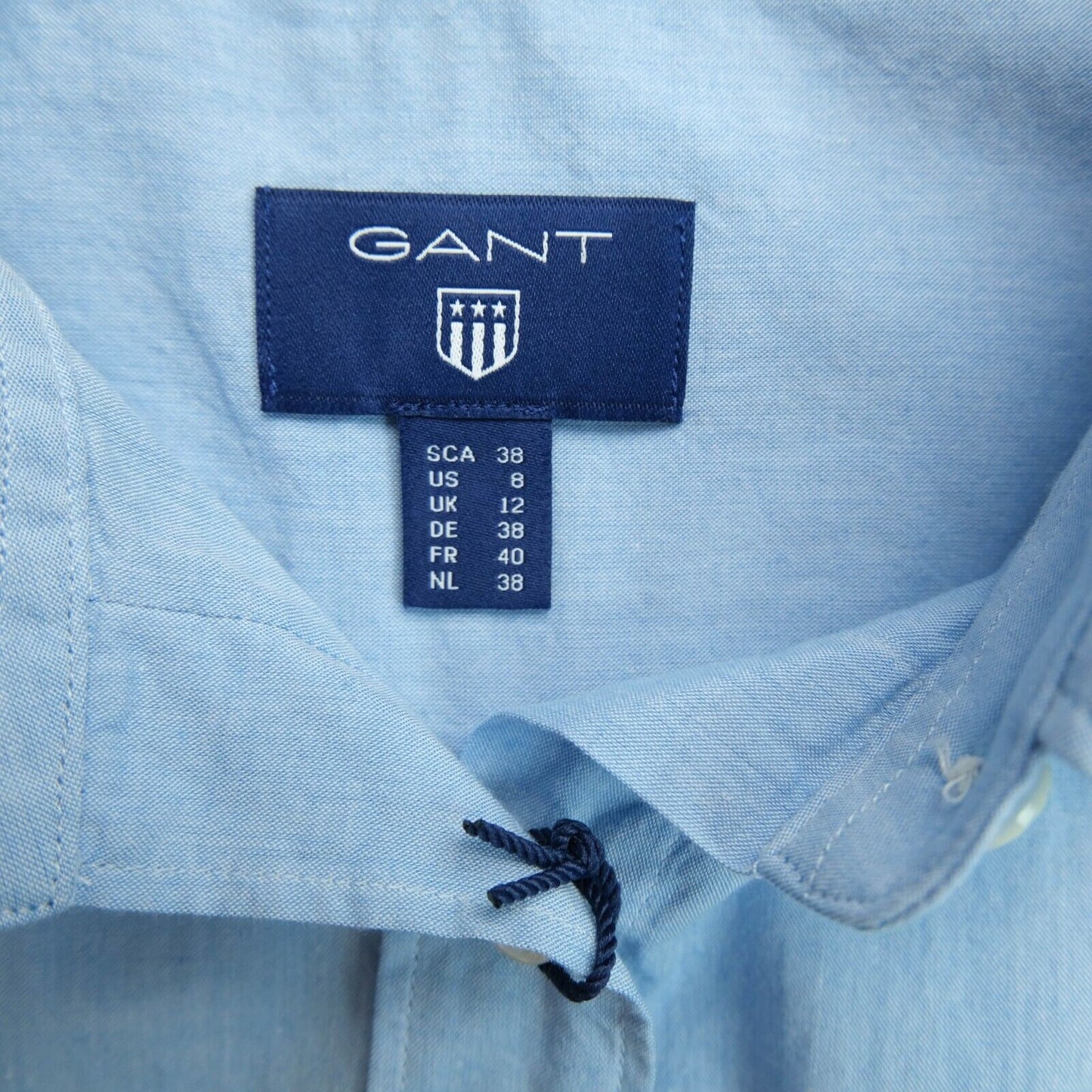 GANT Light Blue Air Chambray Shirt Size EU 38 UK 12 US 8