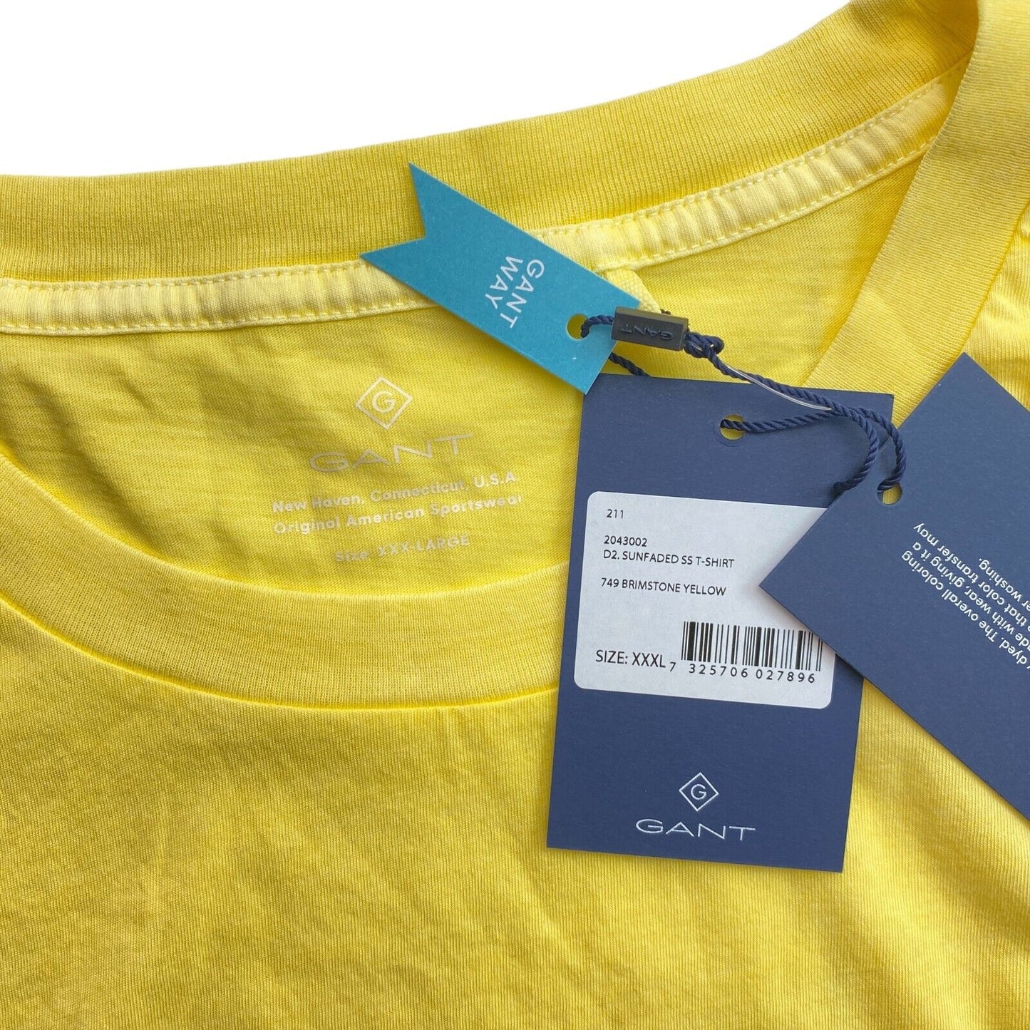 GANT Yellow Sun Faded Crew Neck T-Shirt Size 2XL 3XL