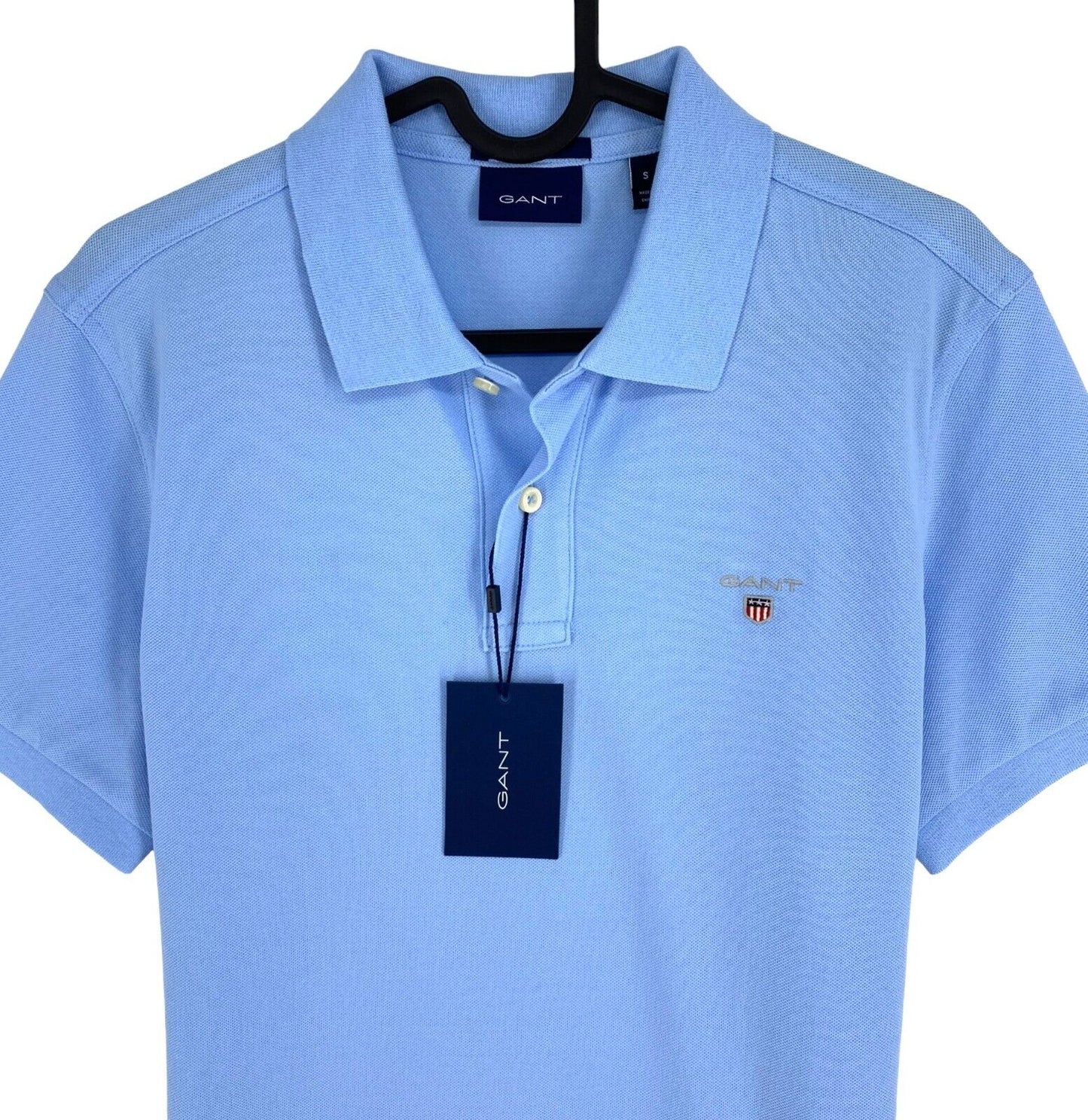 GANT Men Blue Original Regular Fit Pique Rugger Short Sleeves Polo Shirt Size S