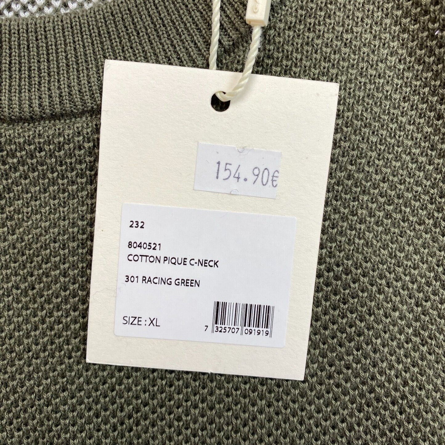 GANT Dunkelgrüner Pullover mit Rundhalsausschnitt aus Baumwollpikee, Größe XL