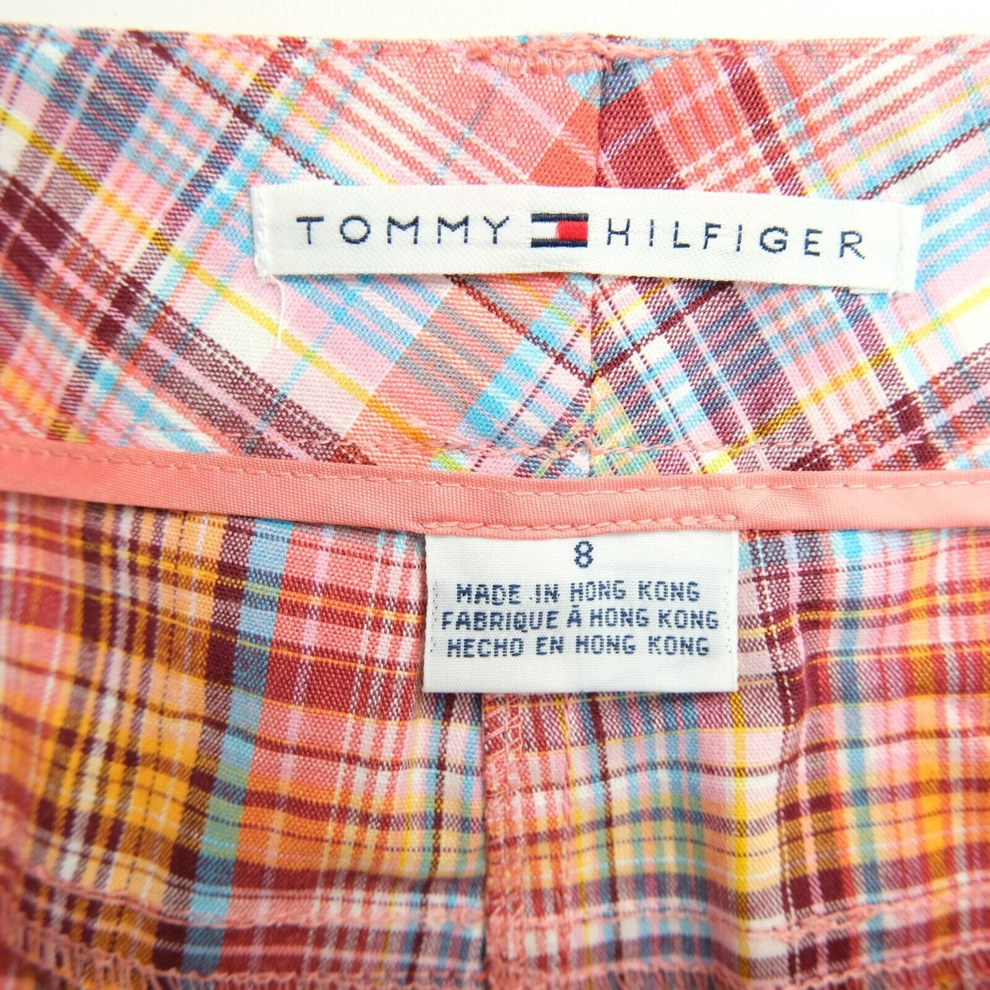 TOMMY HILFIGER Pink Sasha Check Cropped Pants Trousers Size 8 EU 38 UK 10 US 6