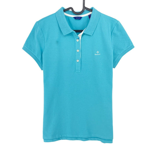 GANT Light Blue Contrast Collar Pique Rugger Polo Shirt Size M