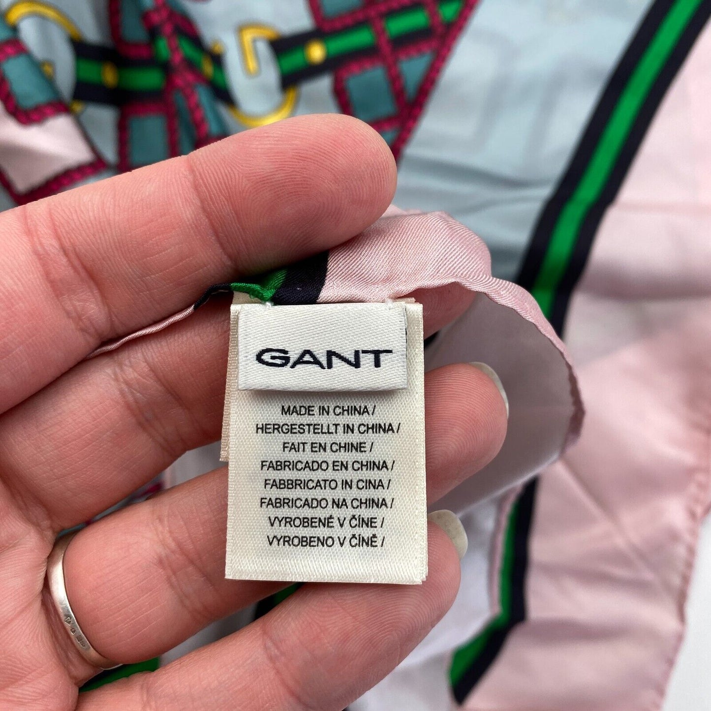 GANT Pink Graphic Silk Scarf One Size