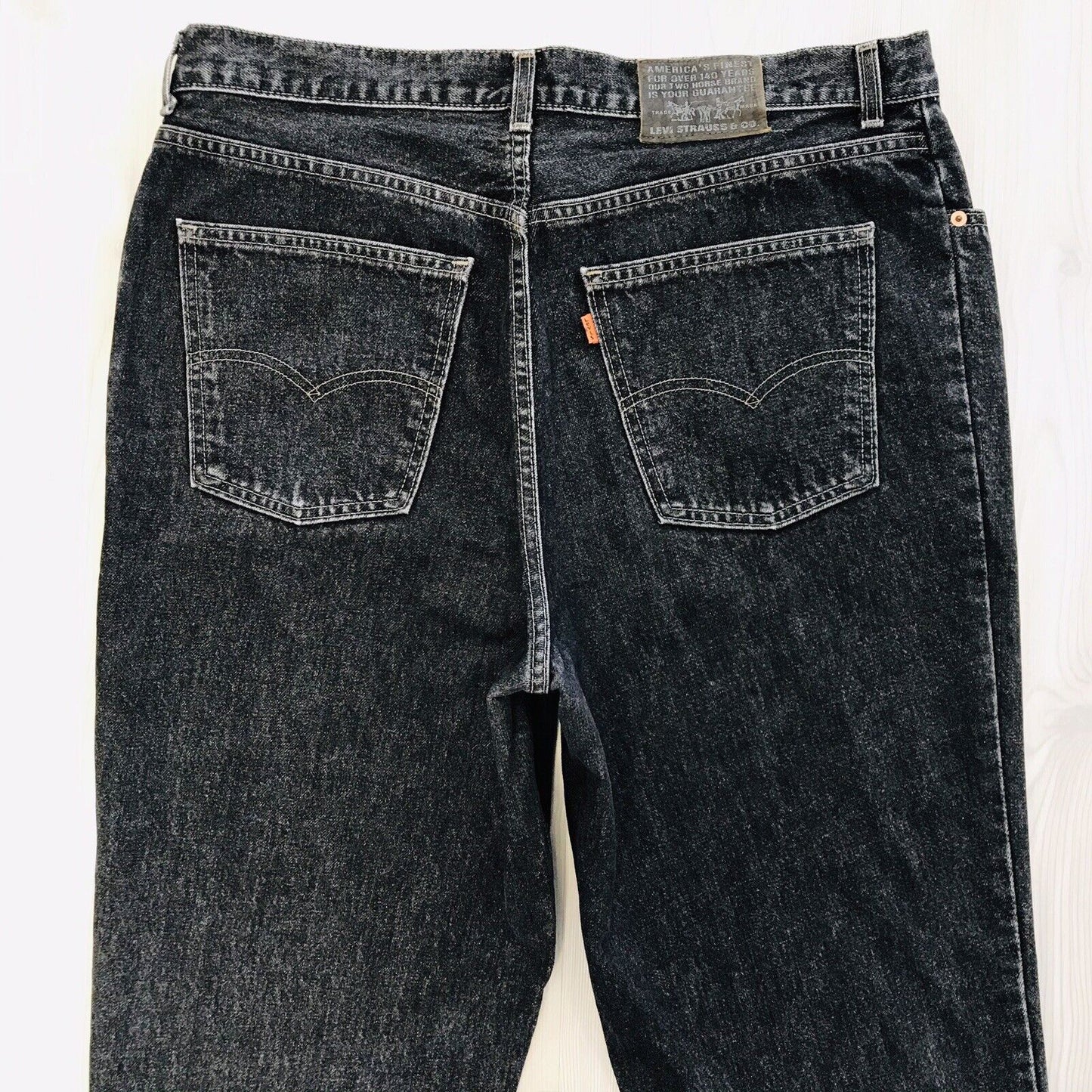 Levi's 1970s Vintage Orange Tab Dark Grey Relaxed Straight Fit Jeans W38 L34