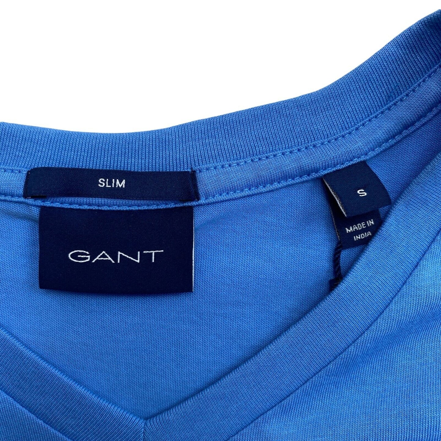 GANT Hellblaues Original Slim T-Shirt mit V-Ausschnitt, Größe S