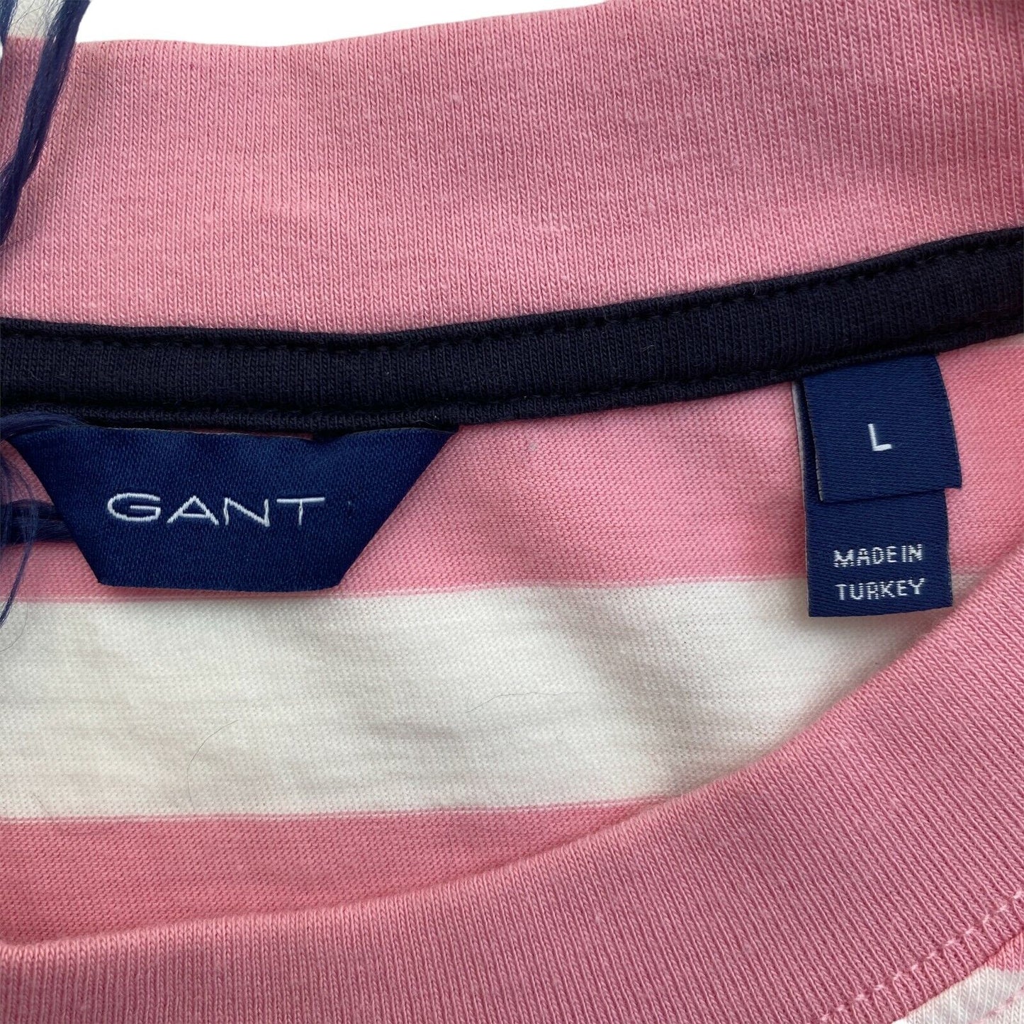 GANT Pink Striped Crew Neck T Shirt Size L