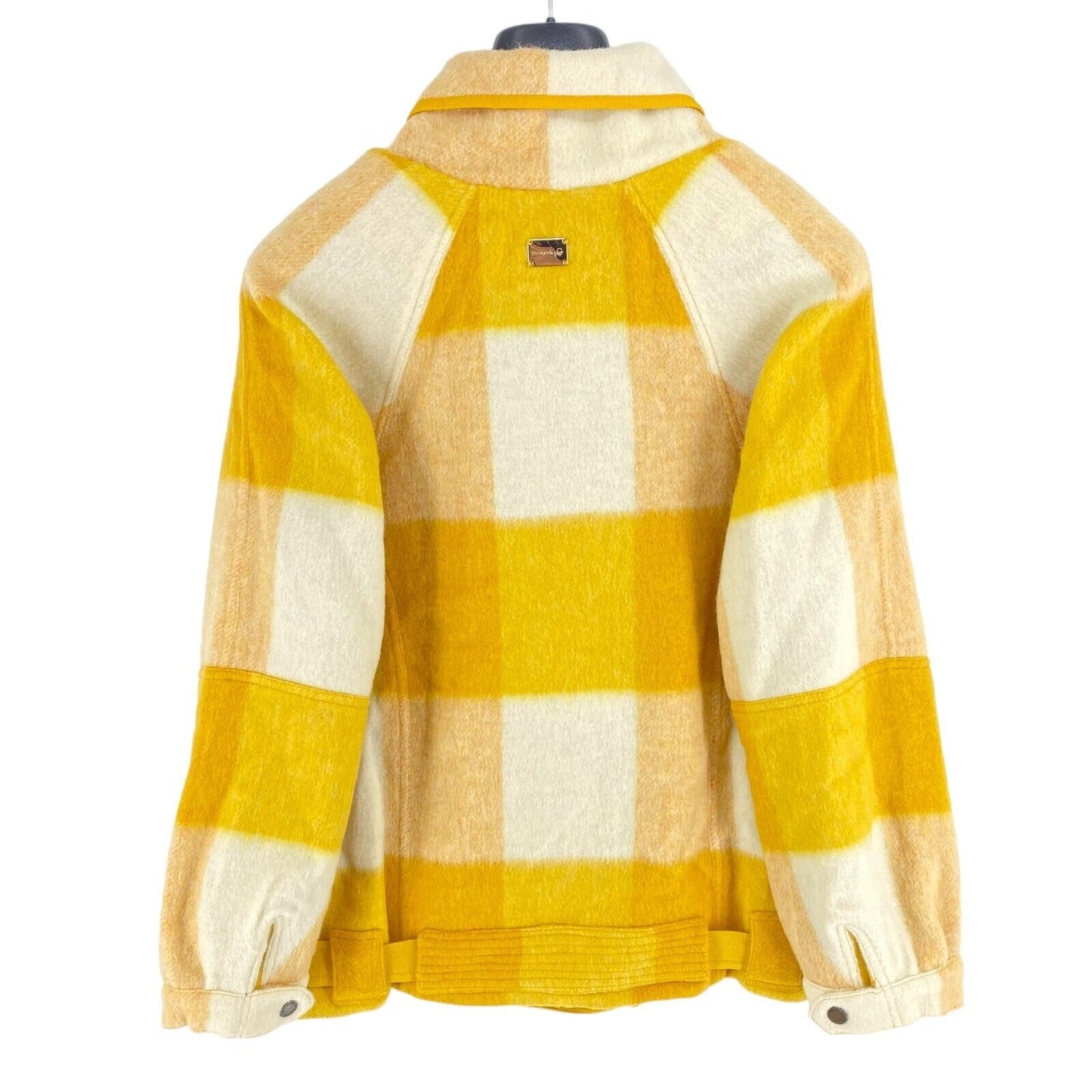 DESIGUAL Yellow Plaid Wool Blend Jadi Wanita Jacket Coat Size EU 46 UK 18 US 12