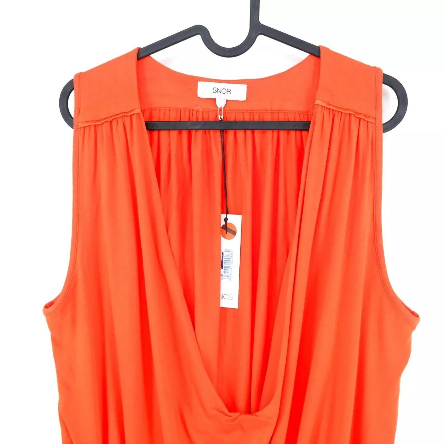 S`NOB Women Orange Scoop Neck Loose Fit T Shirt Blouse Size L