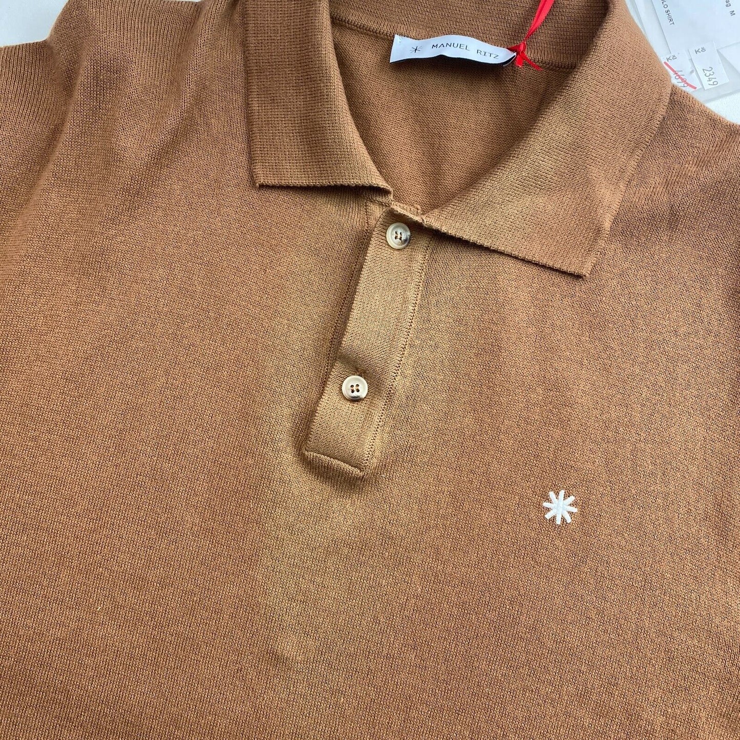 MANUEL RITZ Men Brown Knitted Short Sleeves Polo Shirt Size M