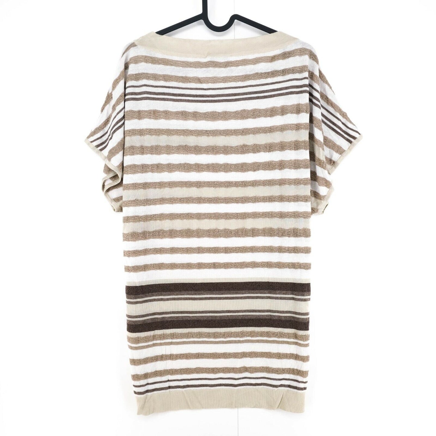 Persona Brown Striped Crew Neck Top T Shirt Size S