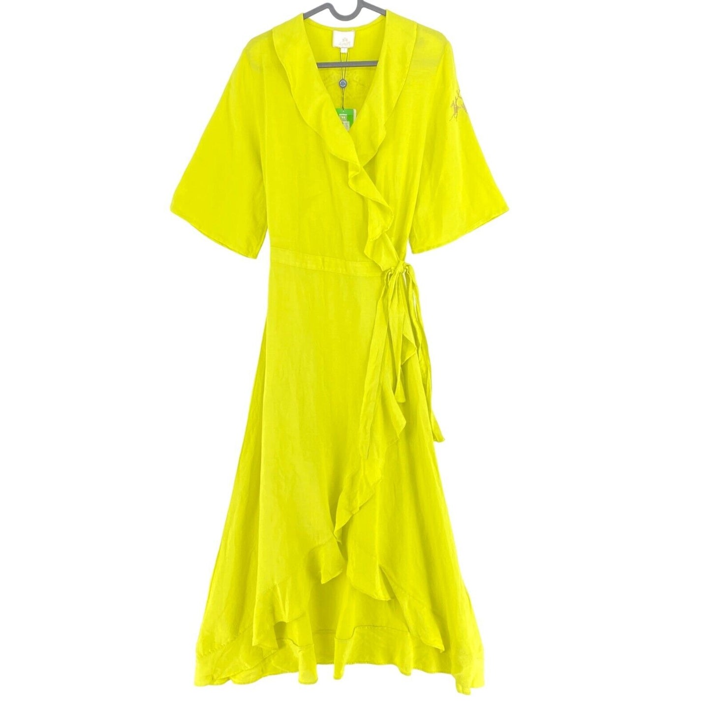 LA MARTINA Yellow Long Viscose Linen Wrap Up Dress Size 1 - XS